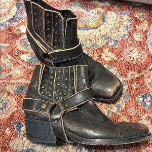 Studded Black Leather Combat Boots